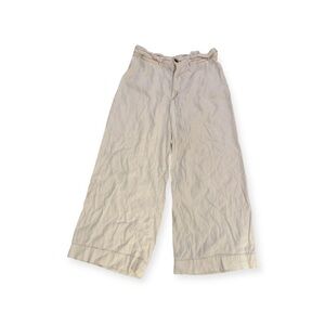 Maeve Women’s Wide Leg Cream Pants with Pink Stitches Size 31